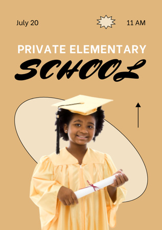 School Apply Announcement with Cute African American Girl Flyer A5 Design Template