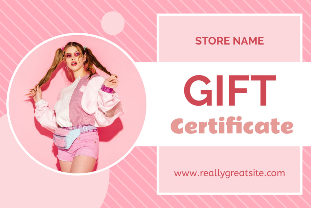 Special Offer With Stylish Young Blonde Woman Gift Certificate Modelo de Design