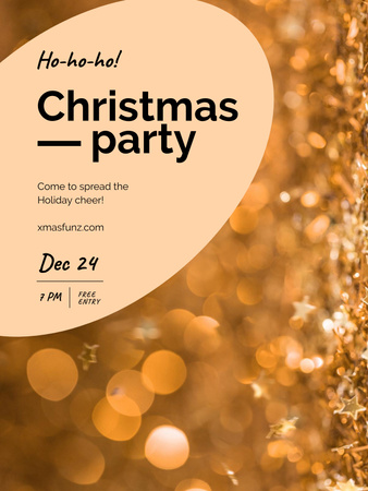 Christmas Party announcement in golden Poster US – шаблон для дизайна
