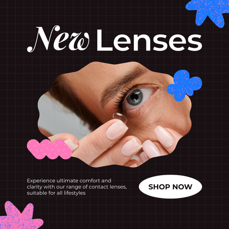 Plantilla de diseño de Promoción de nuevas lentes de contacto de alta calidad Instagram 