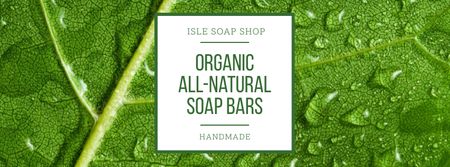 Template di design Soap Shop Ad with Drops on Leaf Facebook cover