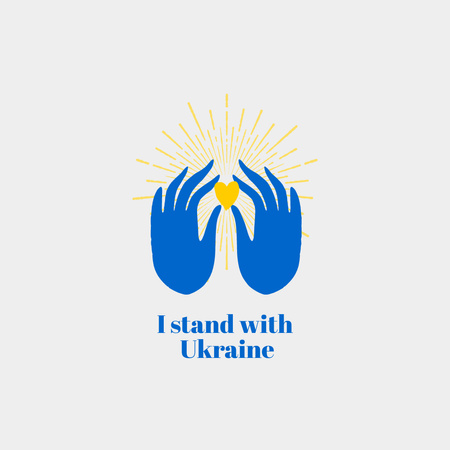 Symbolické ruce se srdcem vyjadřující upřímnou podporu pro Ukrajinu Instagram Šablona návrhu