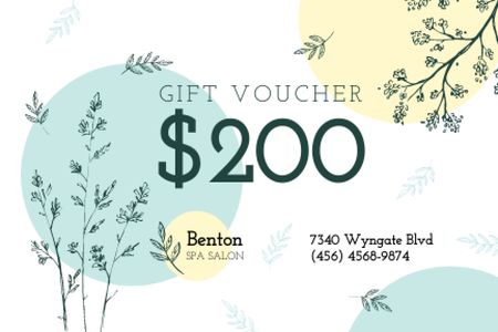 Template di design Spa Salon Offer with Plant Sketches Gift Certificate