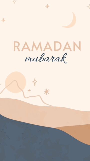 Wonderful Ramadan Greetings With Landscape Illustration Instagram Story Design Template