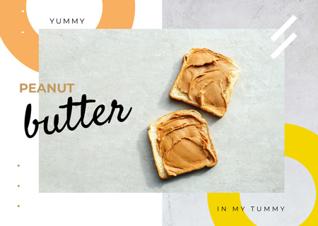 Designvorlage Toast mit Erdnussbutter für Postcard