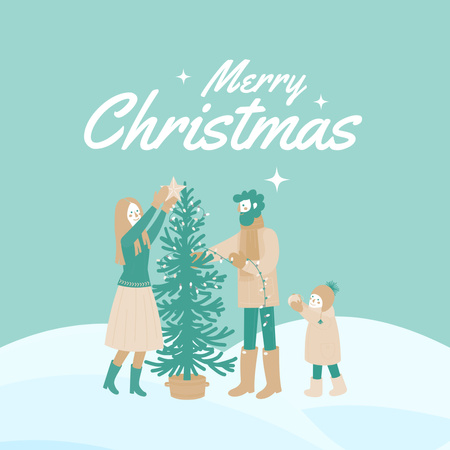 Szablon projektu Christmas Holiday Greeting with Family Instagram