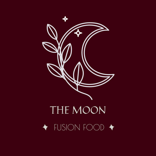 Designvorlage Fusion Food Proposal with Crescent Moon on Burgundy für Instagram