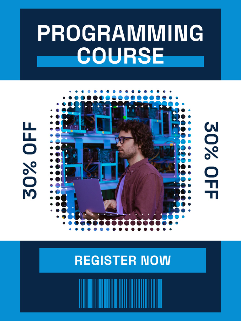 Programming Course with Discount Poster US Design Template