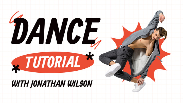 Blog Dance Tutorial with Man dancing Breakdance Youtube Thumbnailデザインテンプレート