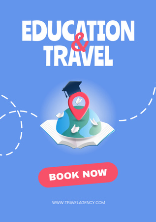 Modèle de visuel Educational Tours Announcement on Blue - Flyer A5