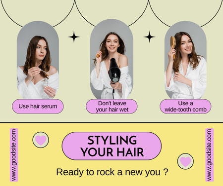 Hair Styling Tips and Tricks Facebook Design Template