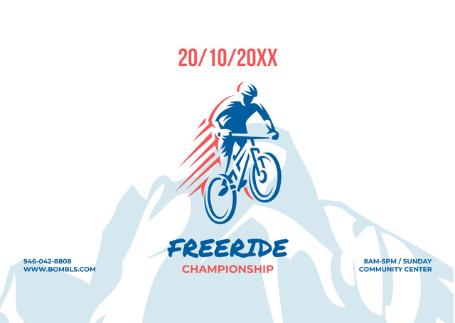 Freeride Championship with Cyclist Flyer A6 Horizontal Πρότυπο σχεδίασης