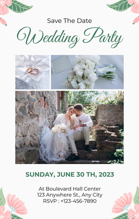 Elegant Collage for Wedding Party Invitation 4.6x7.2in tervezősablon