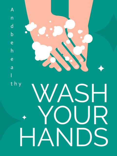 Motivation of Hands Washing Poster US Design Template
