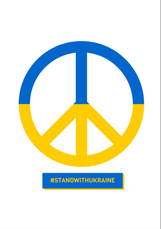 Awesome Peace Sign in Colors of Ukrainian Flag Flyer A7 Design Template