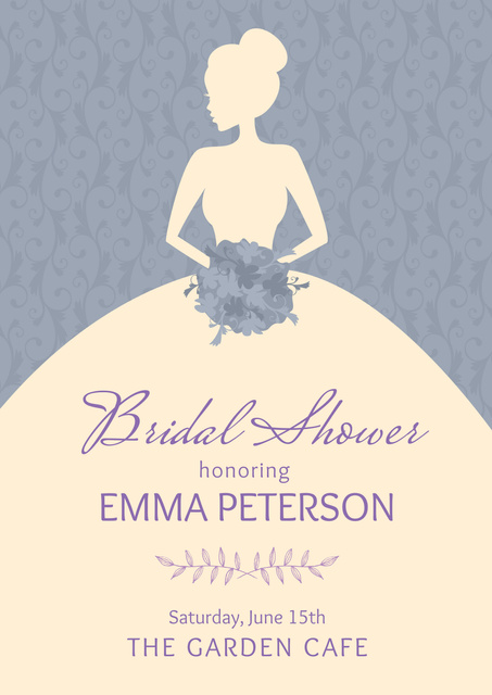 Wedding day invitation with Bride's Silhouette Poster Design Template