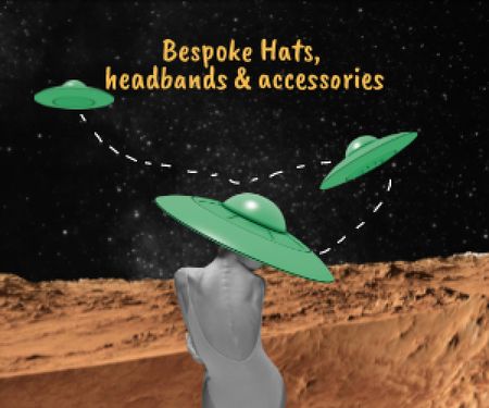 Platilla de diseño Funny Illustration with Woman in UFO hat Medium Rectangle