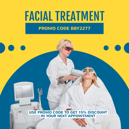 Offer of Facial Treatment with Promo Code Instagram AD Design Template