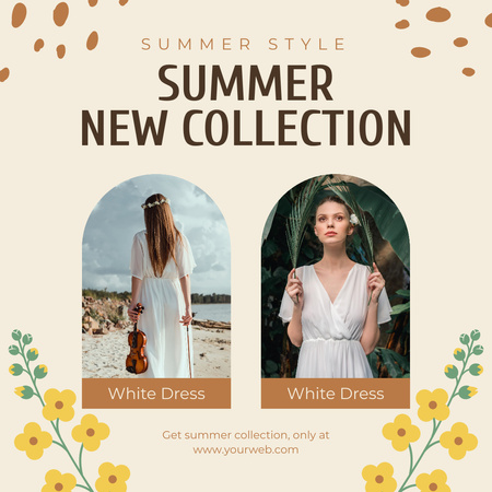 New Summer Collection of White Dresses Instagram Tasarım Şablonu