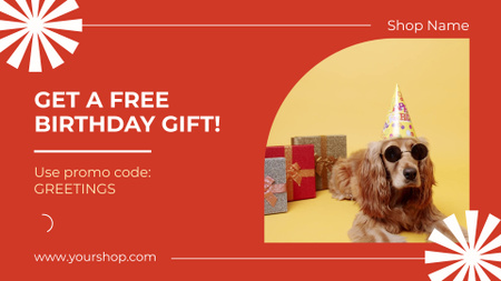Ingyenes születésnapi ajándék promóciós kóddal és kutyával Full HD video tervezősablon