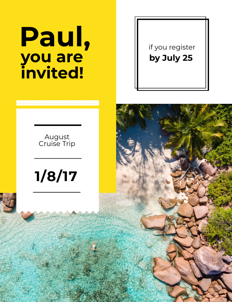 Tropical Travel Offer With Discount Invitation 13.9x10.7cm Design Template