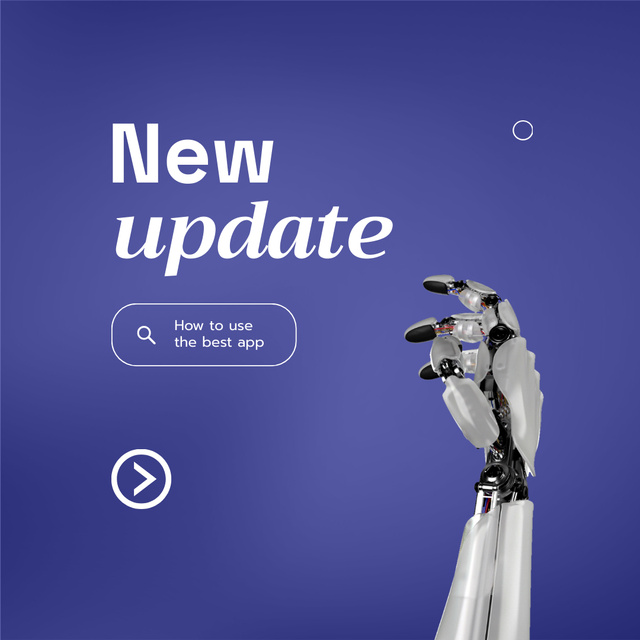 New Updates Announcement with Modern Robot Animated Post Modelo de Design