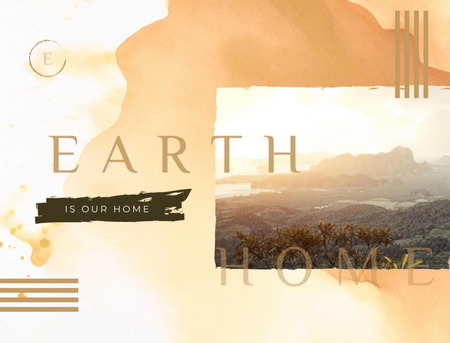 Luonnonkaunis maisema vuorilla ja auringonnousulla Postcard 4.2x5.5in Design Template