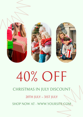 Christmas Discount in July with Happy Family Flayer Design Template