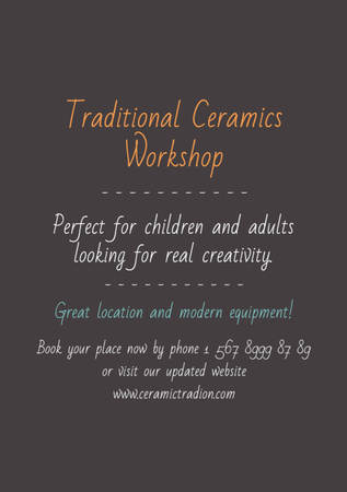 Traditional Ceramics Workshop promotion Flyer A5 Design Template
