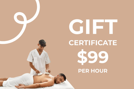 Designvorlage Handsome Man Getting a Massage in Spa für Gift Certificate