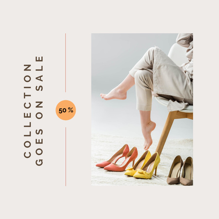 Fashion Ad with Stylish Female Shoes Instagram Design Template