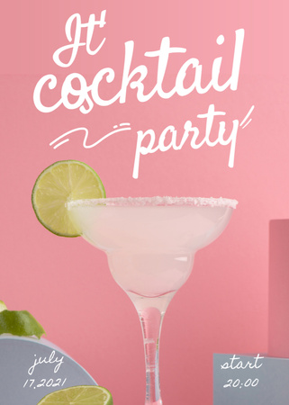 Template di design Party Announcement with Cocktail Glass Invitation