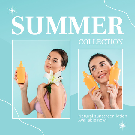 Designvorlage Natural Sunscreen Lotion für Instagram