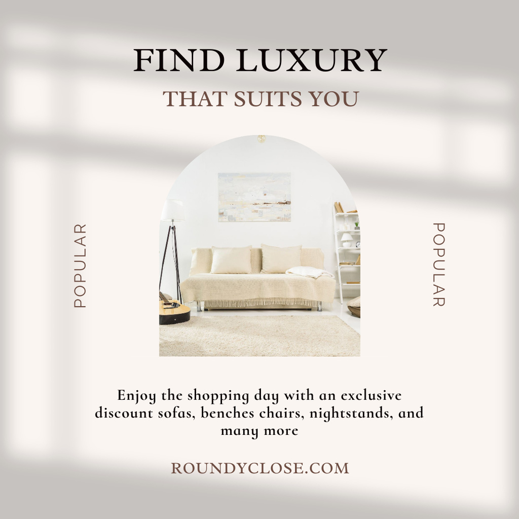 Designvorlage Home Furniture Advertising with Cozy Sofa für Instagram