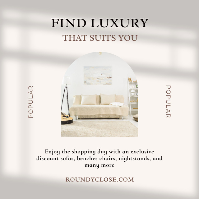 Home Furniture Advertising with Cozy Sofa Instagram tervezősablon
