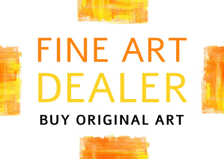 Original Fine Art Sale Announcement with Orange Smears Flyer A6 Horizontal Design Template