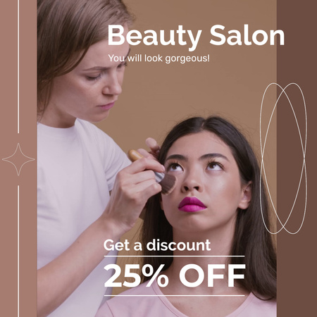 Beauty Salon Services With Make Up And Discount Animated Post Design Template