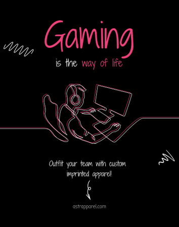 Gaming Gear Ad with Illustration of Gamer playing Poster 22x28in Design Template