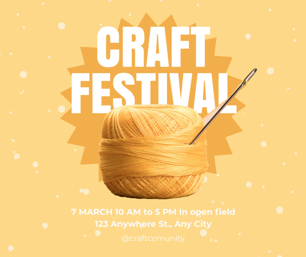 Handicraft Festival Invitation with Skein of Thread Facebookデザインテンプレート