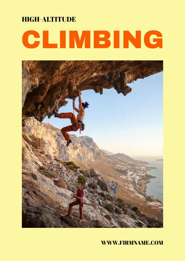 Ontwerpsjabloon van Postcard A6 Vertical van High-Altitude Climbing Spots Ad