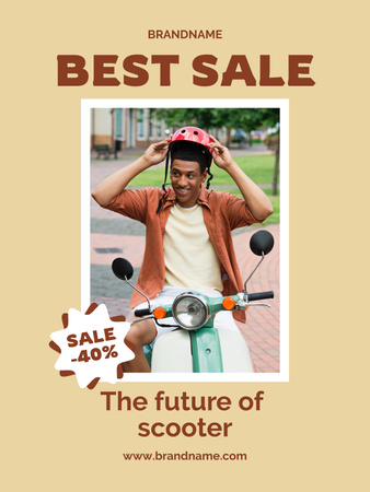 Scooter Sale Announcement with Discount Poster US Design Template
