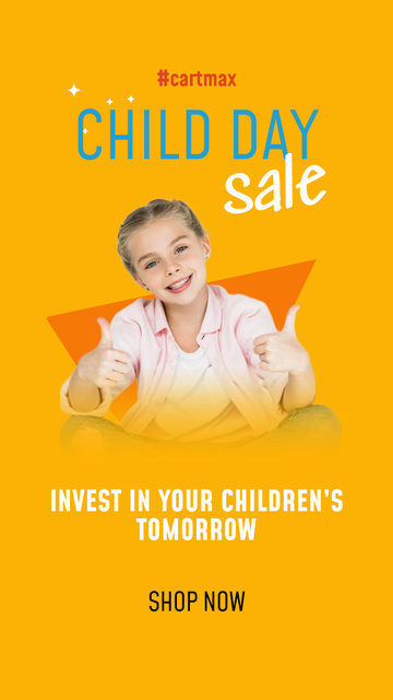 Children's Day Ad with Cute Girl Instagram Video Story Design Template