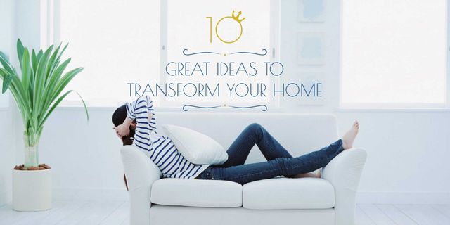 Ontwerpsjabloon van Image van Home Decor ideas Woman Resting on Sofa