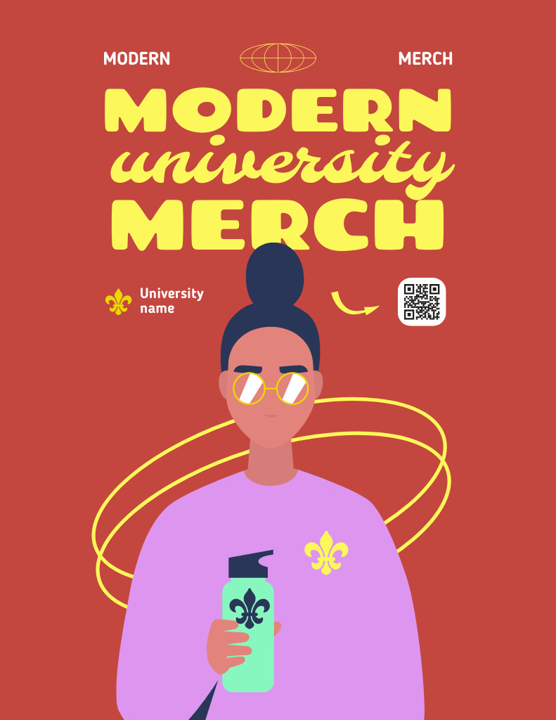Modern University Emblem On Merch Promotion Poster 8.5x11in Šablona návrhu