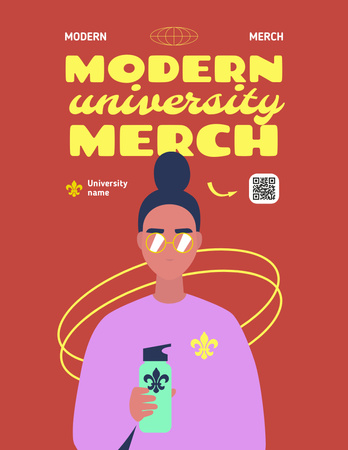 Modern University Emblem On Merch Promotion Poster 8.5x11in Tasarım Şablonu