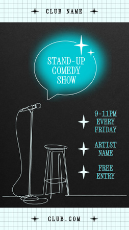 Platilla de diseño Joyful Stand-up Comedy Show with Stool and Microphone on Stage Instagram Story