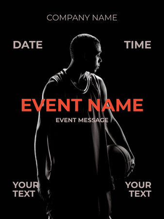 Ontwerpsjabloon van Poster US van Advertentie voor basketbaltoernooievenement met jonge speler