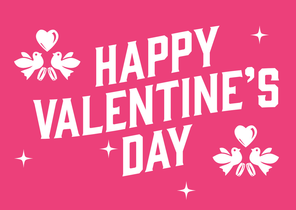 Platilla de diseño Tender Valentine's Celebrations on Pink With Doves Card