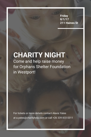 Happy kids in circle on Charity Night Flyer 4x6in Design Template