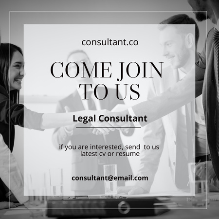 Ontwerpsjabloon van Instagram van Legal Consultant Vacancy Ad